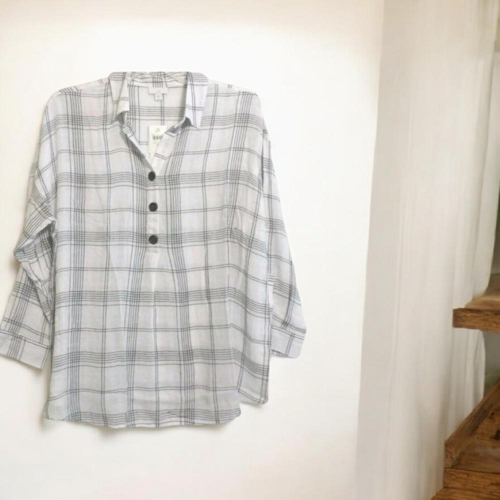 J. Jill Lightweight Plaid Relaxed Tunic Size L